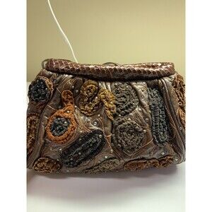 Rita Diana for Mylinka Vintage Brown Sequin Design Hobo Crossbody Bag Purse